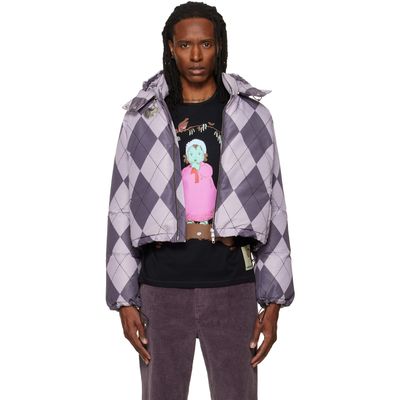 Chopova Lowena Chopova Lowena Purple Argyle Puffer Jacket