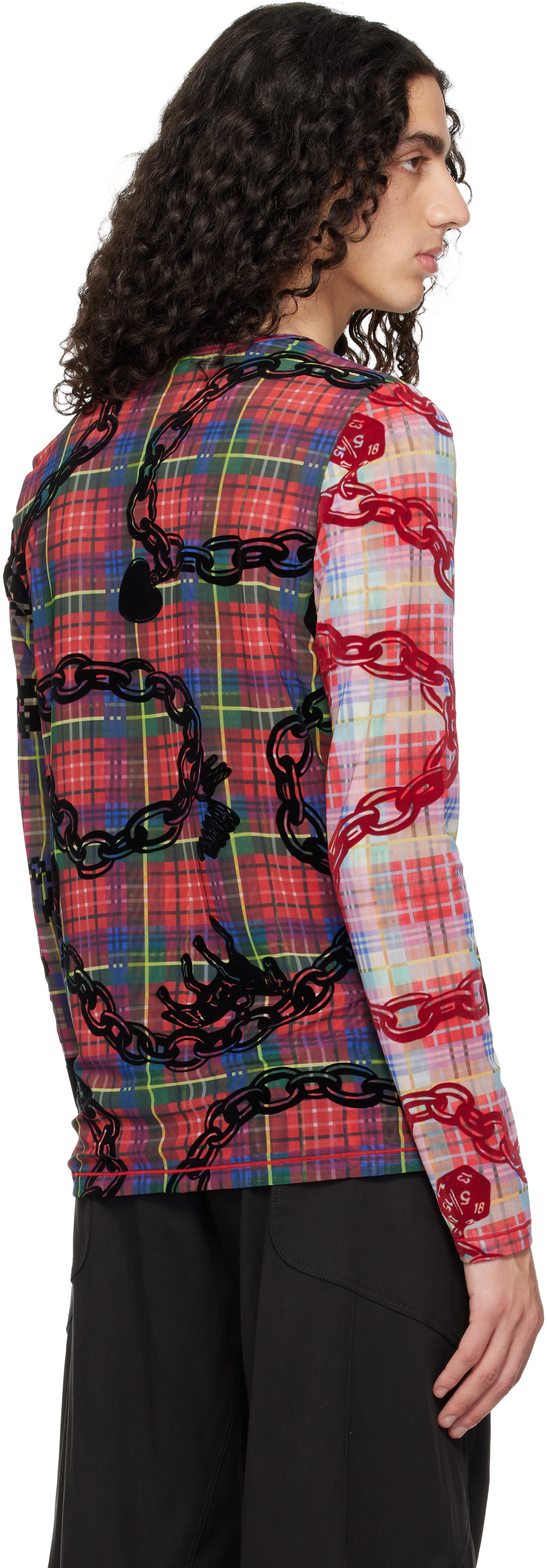 Chopova Lowena - Red Lady Chain Flocked Mesh T-shirt