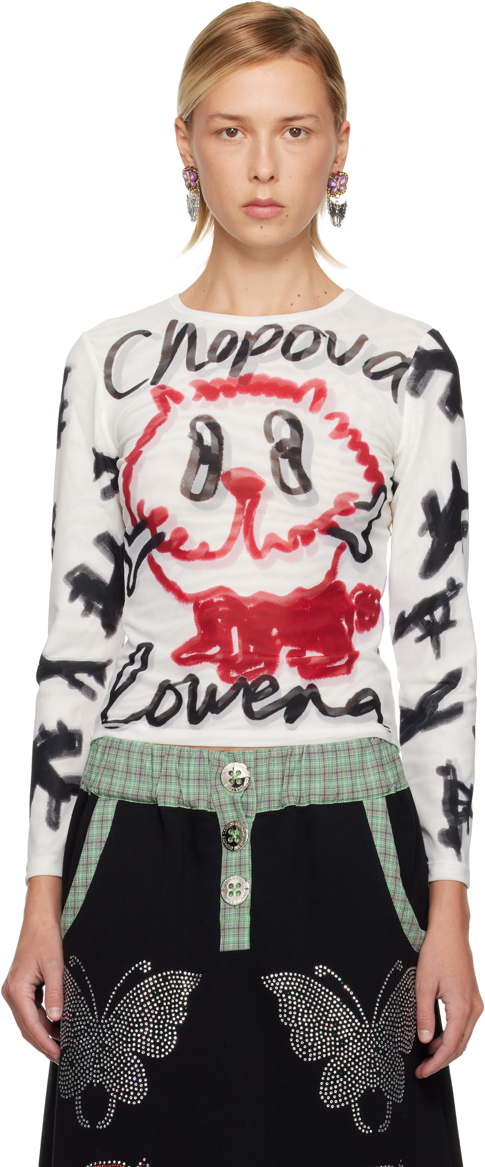 Chopova Lowena - White Bone Mesh T-shirt