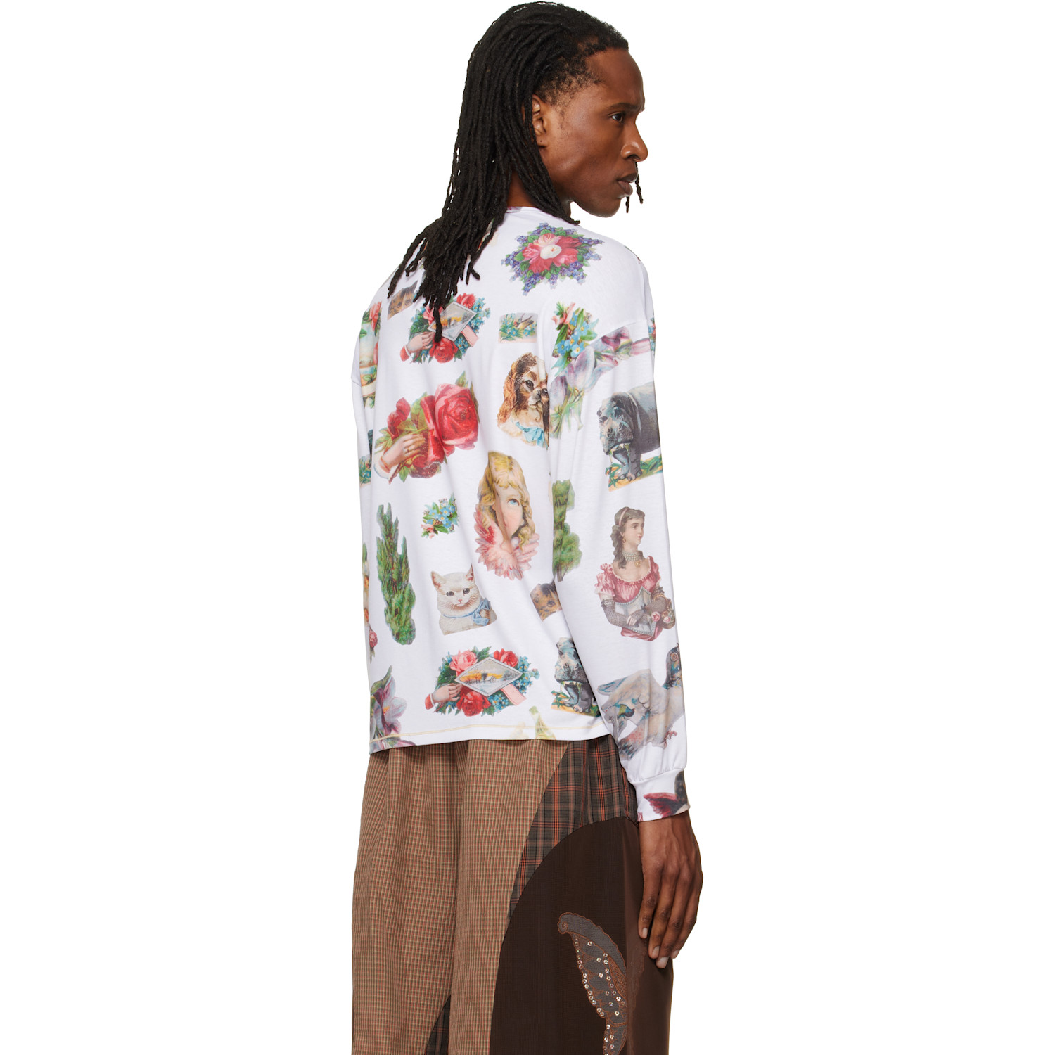 Chopova Lowena - White Snippets Oversized Jersey T-shirt Chopova Lowena - White Snippets Oversized Jersey T-shirt