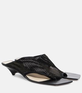 Christen Christen Edge Stretch leather-trimmed mesh mules