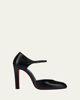 Christian Louboutin 100mm Fanny Demie Leather Ankle-Strap Pumps