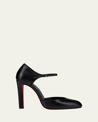 Christian Louboutin 100mm Fanny Demie Leather Ankle-Strap Pumps