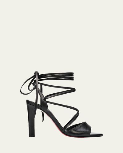 Christian Louboutin 100Mm Fanny Randa Leather Ankle-Tie Sandals