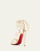Christian Louboutin 100mm Fanny Randa Metallic Leather Ankle-Tie Sandals - 4