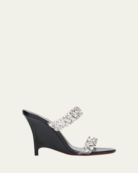Christian Louboutin 100mm Solo Zee Embellished Leather Wedge Sandals