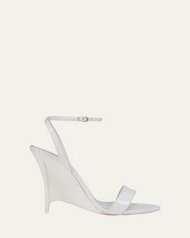 Christian Louboutin 100mm Zeezeenella Patent Leather Wedge Sandals