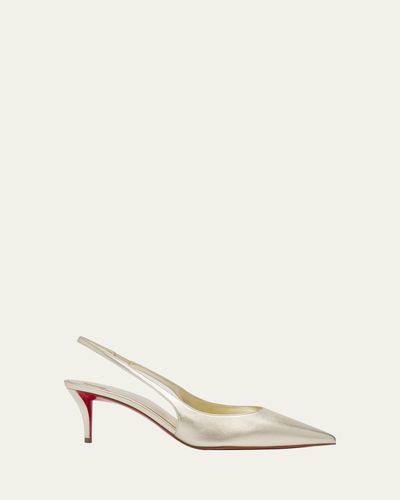 Christian Louboutin 60mm Miss Z Metallic Leather Slingback Pumps