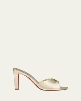 Christian Louboutin 85mm Fanny Metallic Leather Slide Sandals