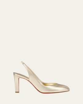 Christian Louboutin 85mm Fannylove Metallic Leather Slingback Pumps