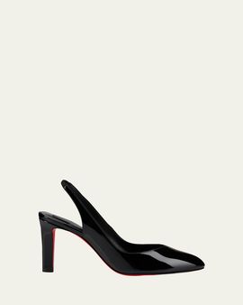 Christian Louboutin 85mm Fannylove Patent Leather Slingback Pumps