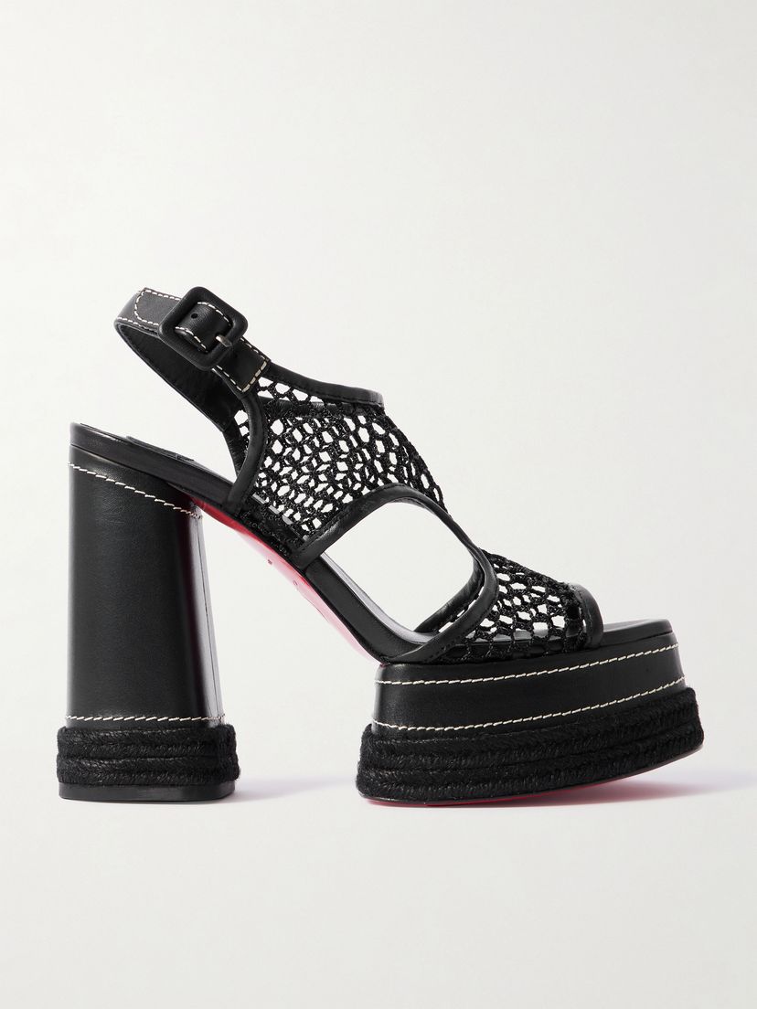 CHRISTIAN LOUBOUTIN Almeja 130 mesh and leather platform sandals