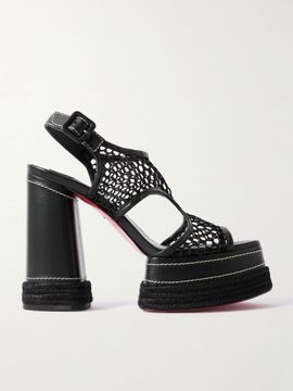 CHRISTIAN LOUBOUTIN Almeja 130 mesh and leather platform sandals