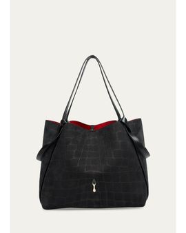 Christian Louboutin Bettina Large Croc-Embossed Suede Tote Bag