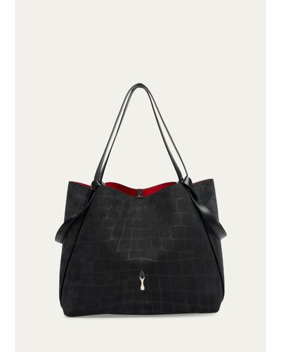 Christian Louboutin Bettina Large Croc-Embossed Suede Tote Bag