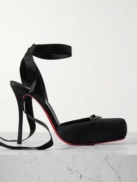 CHRISTIAN LOUBOUTIN Cassia 100 bow-detailed grosgrain-trimmed satin-crepe pumps