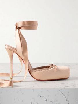 CHRISTIAN LOUBOUTIN Cassia 100 bow-detailed satin-crepe pumps