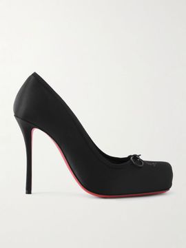 CHRISTIAN LOUBOUTIN Cassia Nodo 100 bow-detailed grosgrain-trimmed satin-crepe pumps