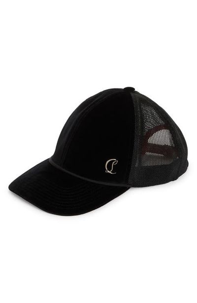 Christian Louboutin Christian Louboutin Aliochitto Monogram Logo Velvet Trucker Hat