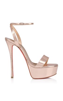 Christian Louboutin Christian Louboutin Loubi Queen Alta 150mm MetallicLeather Platform Sandals