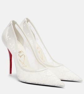 Christian Louboutin Christian Louboutin Miss Z floral leather-trimmed pumps