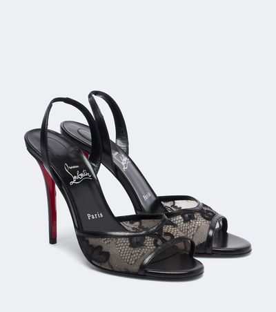 Christian Louboutin Christian Louboutin Miss Z lace-trimmed leather slingback sandals