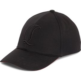 Christian Louboutin Christian Louboutin Mooncrest Embroidered Monogram Cotton Canvas Baseball Cap