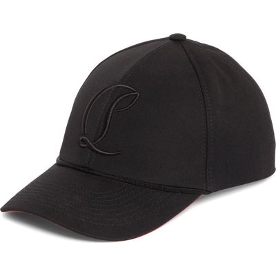 Christian Louboutin Christian Louboutin Mooncrest Embroidered Monogram Cotton Canvas Baseball Cap