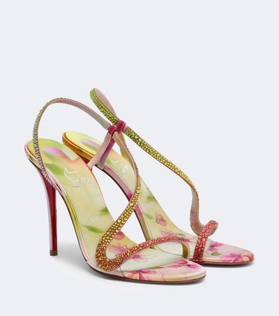 Christian Louboutin Christian Louboutin Rosalie embellished satin slingback sandals