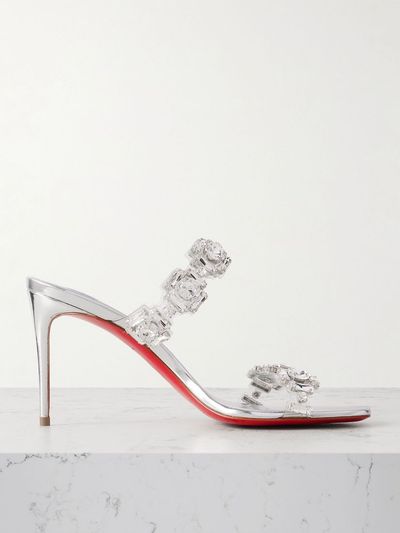 CHRISTIAN LOUBOUTIN Just Jewel 85 crystal-embellished PVC and leather sandals