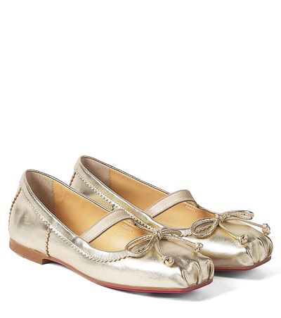 Christian Louboutin Kids Christian Louboutin Kids Baballet metallic leather ballet flats