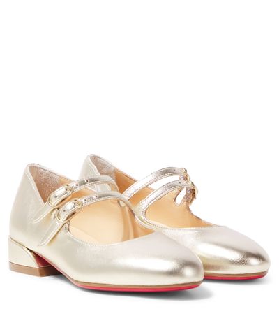Christian Louboutin Kids Christian Louboutin Kids Jane Fille metallic leather Mary Jane flats