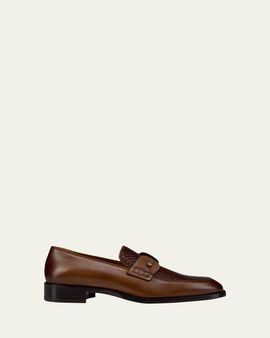 Christian Louboutin Men's Chambelimoc Woven Leather Boat Shoes