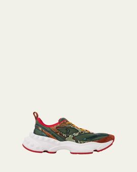 Christian Louboutin Men's So Flo Mesh & Snakeskin Runner Sneakers