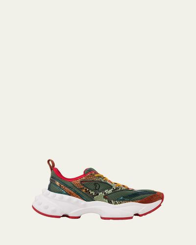 Christian Louboutin Men's So Flo Mesh & Snakeskin Runner Sneakers