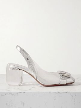 CHRISTIAN LOUBOUTIN Minny Bubble 70 buckled glossed and PVC slingback pumps