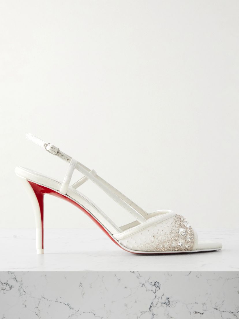 CHRISTIAN LOUBOUTIN Miss Z 80 embellished mesh and leather slingback sandals