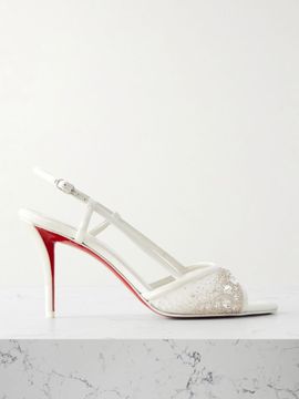 CHRISTIAN LOUBOUTIN Miss Z 80 embellished mesh and leather slingback sandals