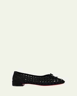 Christian Louboutin Sweetie Jane Woven Silk Ballerina Flats