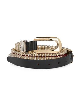 Christian Louboutin Women's Belt in Calf Leather with Spikes