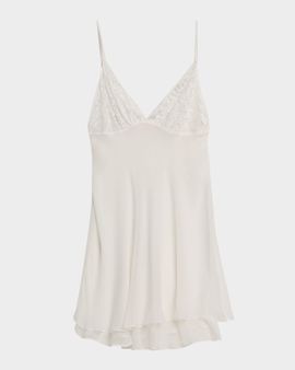Christine Lingerie Floral Lace & Silk Chiffon Mini Slip Dress