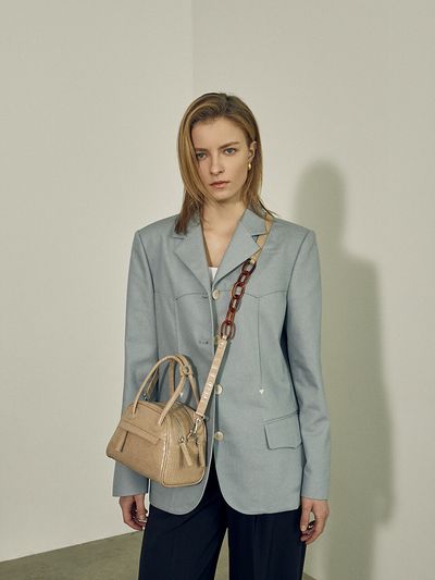 CHRISTINE PROJECT Two Zipper Bag Croc Mini Choux Cream