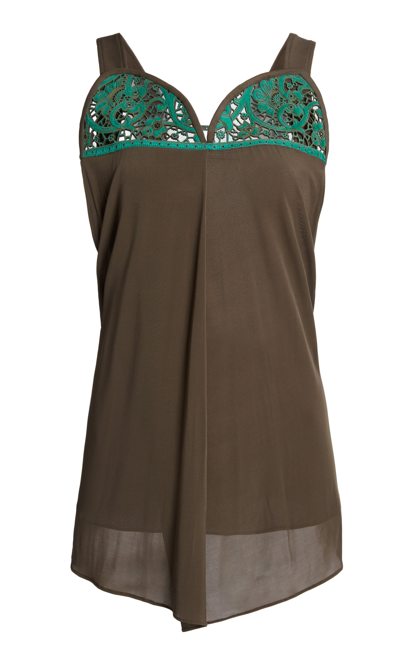 Christopher Esber Christopher Esber Bac Lasercut Lace Jersey Leather Tank Top