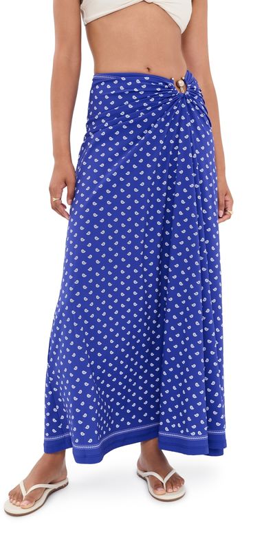 Christopher Esber Christopher Esber Bandana Ruched Orbit Skirt Indigo Bandana Print