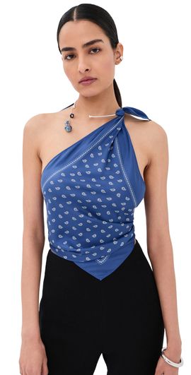 Christopher Esber Christopher Esber Bandana Scarf Tie Top Indigo Bandana Print