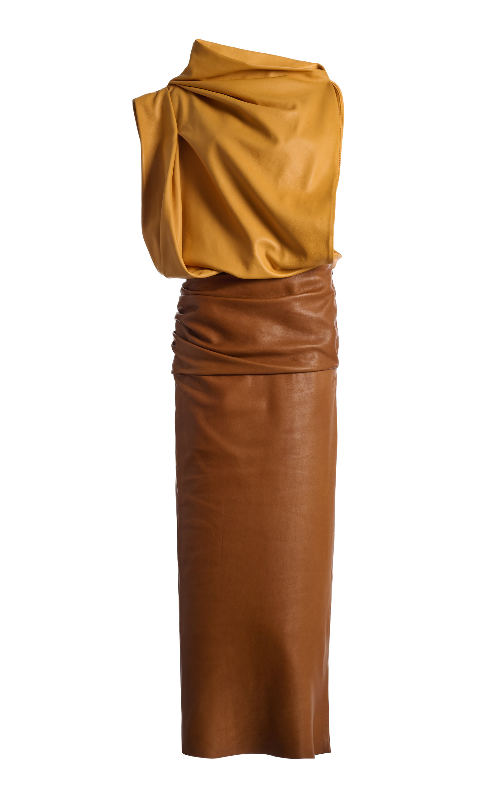 Christopher Esber Christopher Esber Draped Leather Midi Dress Multi AU 14