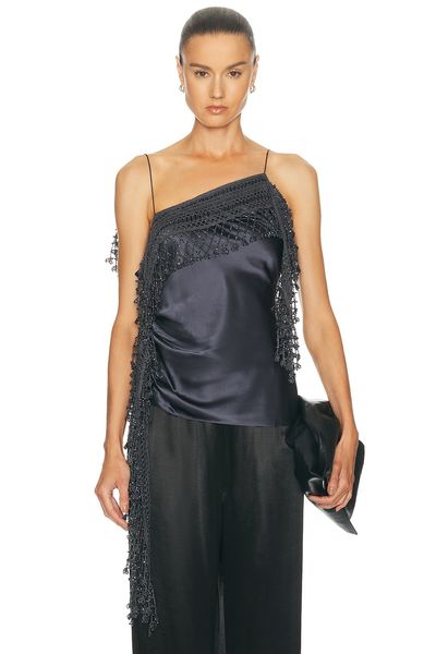 Christopher Esber Christopher Esber Droplet Bead Crochet Trimmed Tank Top