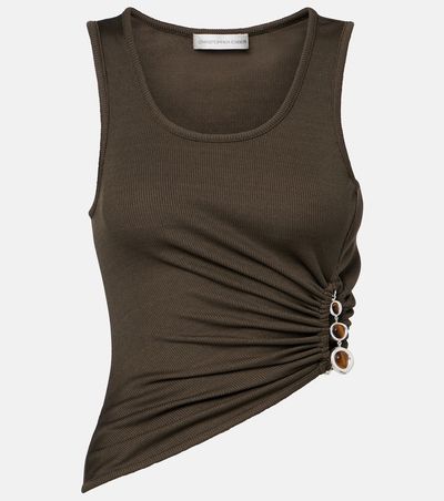 Christopher Esber Christopher Esber Droplet Crystal embellished ruched tank top