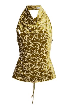 Christopher Esber Christopher Esber Embroidered Silk Velvet Loophole Tie Backless Top