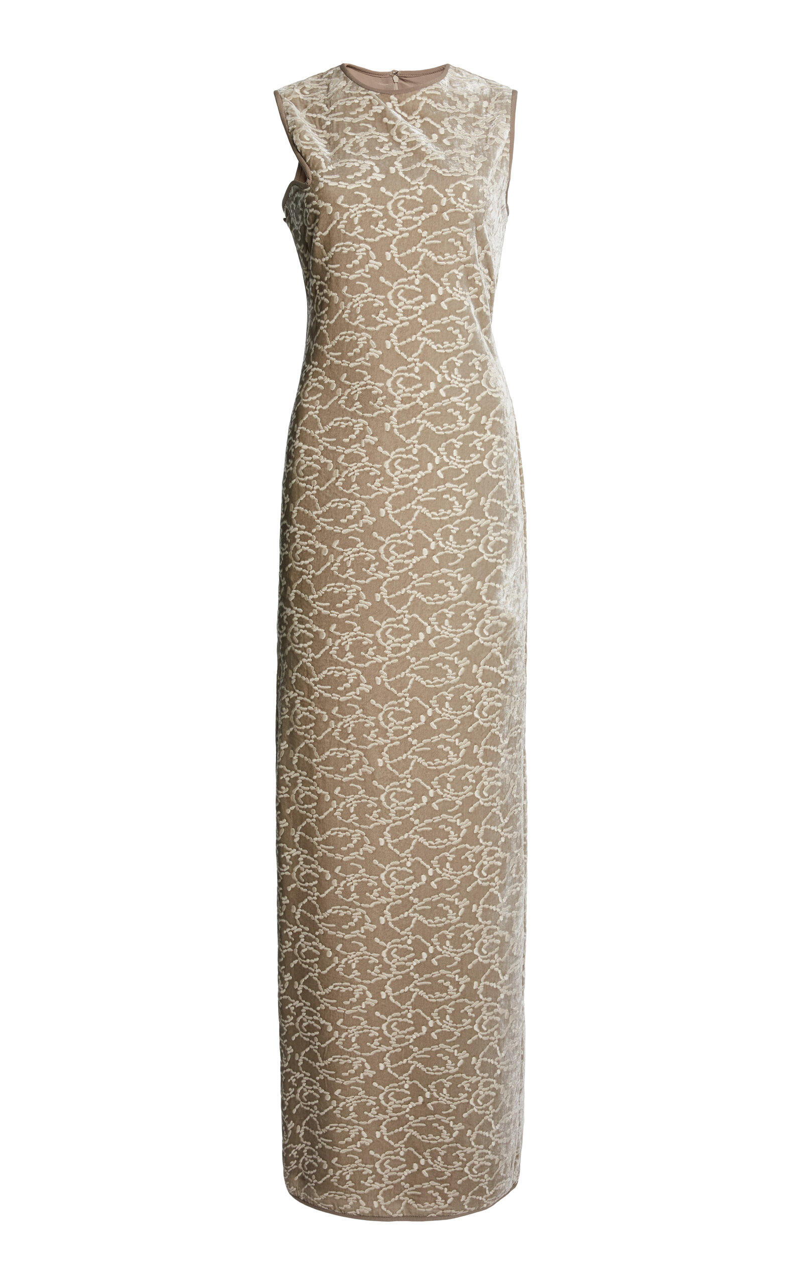 Christopher Esber Christopher Esber Embroidered Velvet Cutaway Tank Maxi Dress